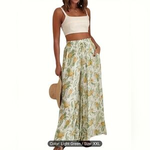 Pineapple 🍍 Print Palazzo Pants, Casual Drawstring High Waist Pants XXL BNWT!